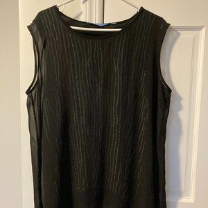 SIMPLY VERA VERA WANG SHEER & SEQUENCE SLEEVELESS TOP BLACK XL